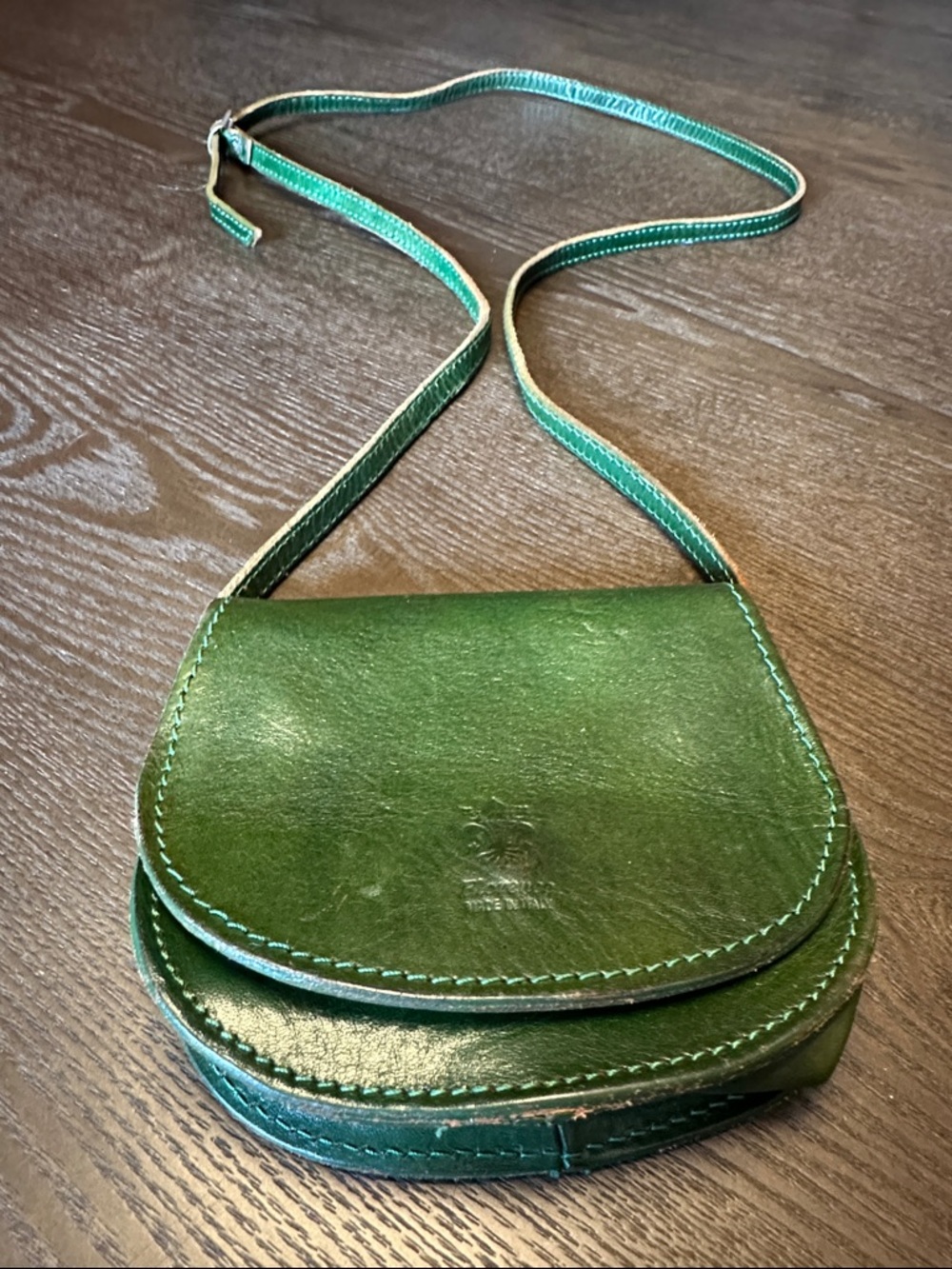 Vintage Italian Green Leather Crossbody Bag 🇮🇹